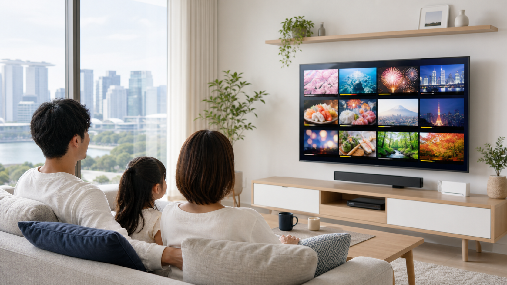 シンガポールのご自宅で日本のテレビを楽しむイメージ
